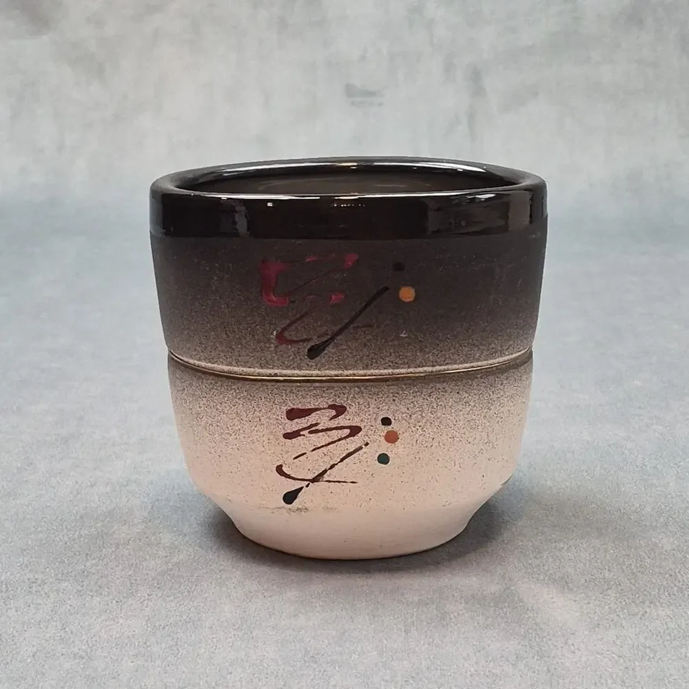 Paul Uhl Signed Ceramic Art Vase Unique Form with Black, White and Red Glaze